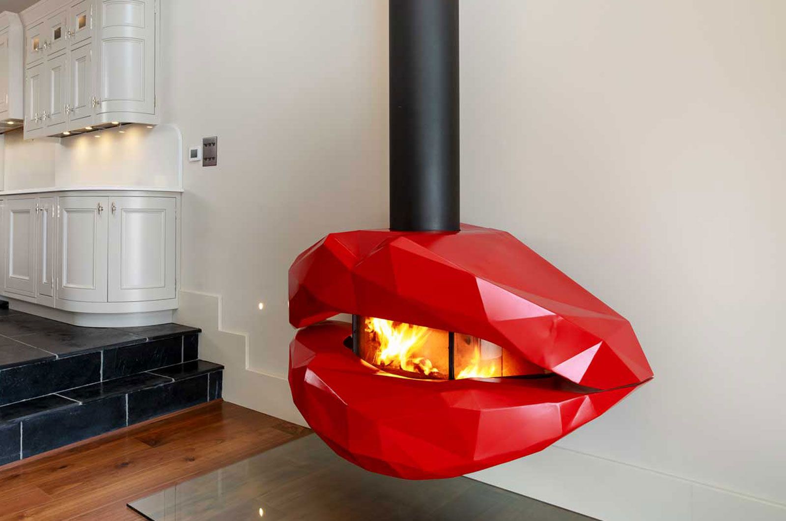 Unique Log Burning Fireplace